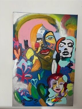 Abstract Colorful Portrait Canvas Wall Art - Multicolor by artist Addie Wuensch